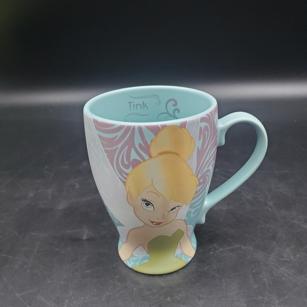 Disney Store Tinker Bell Latte Mug Fairies Ceramic Coffee Cup Blue